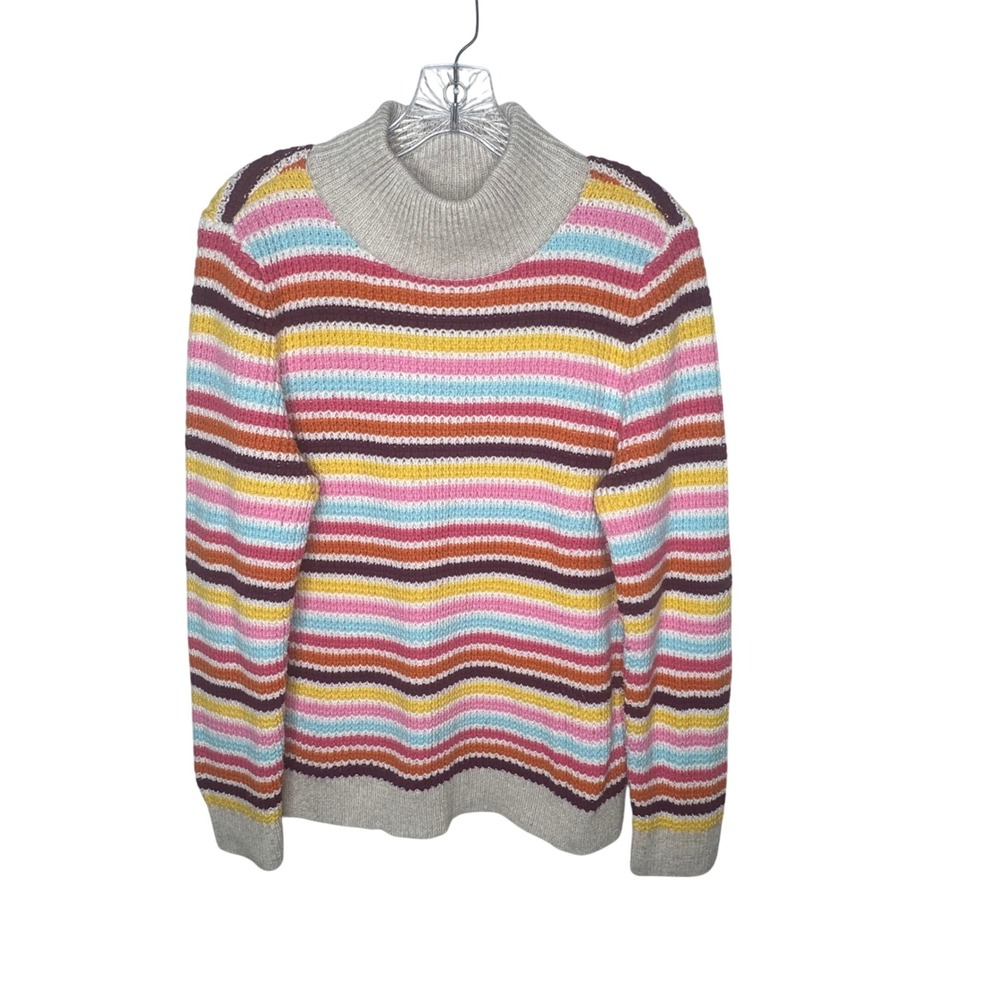 Talbots Women Striped TSweater‎ Multi Color Cotton Blend Size M